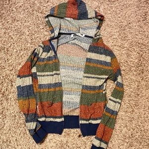 blue/green/orange jacket